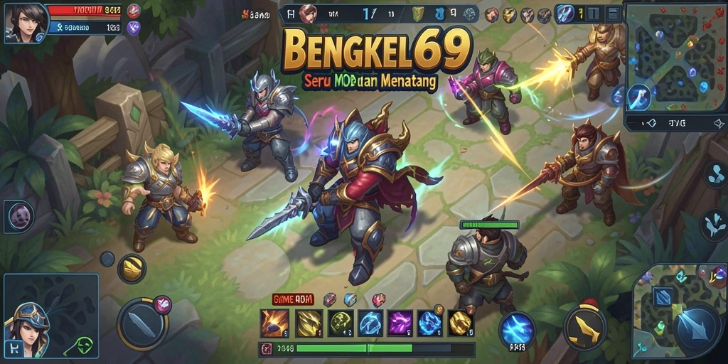 Screenshoot utama BENGKEL69 menampilkan aksi seru dalam permainan MOBA.
