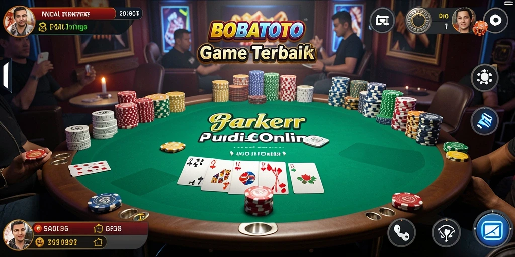 Screenshot menunjukkan pemain menikmati permainan poker yang seru.