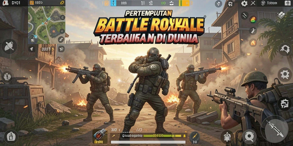 Screenshot dari gameplay menarik DY01 dalam pertarungan Battle Royale.