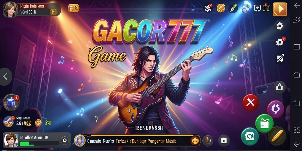 Tampilan gameplay GACOR777 dengan berbagai opsi musik.