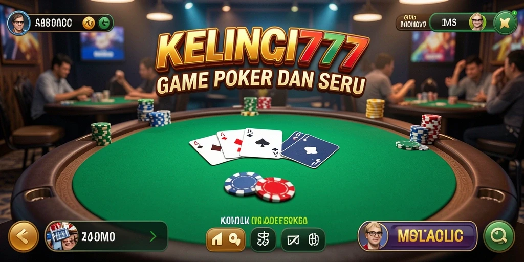 Tampilan permainan Poker yang mendebarkan di KELINCI777.