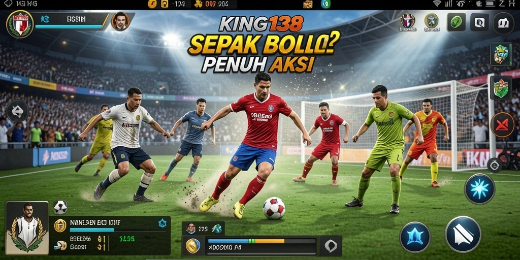 Tampilan gameplay KING138 dalam aksi sepak bola yang mendebarkan.