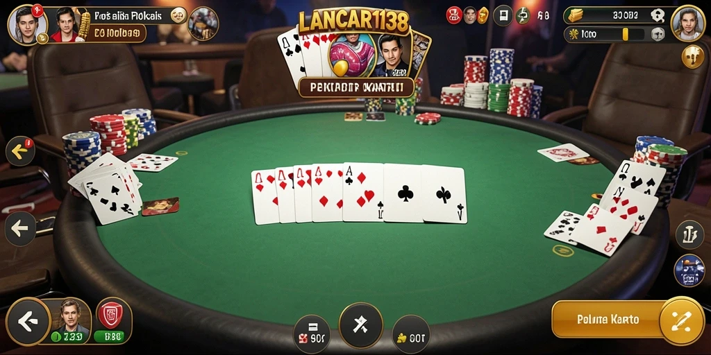 Tampilan gameplay Poker di LANCAR138 dengan suasana yang mendebarkan.
