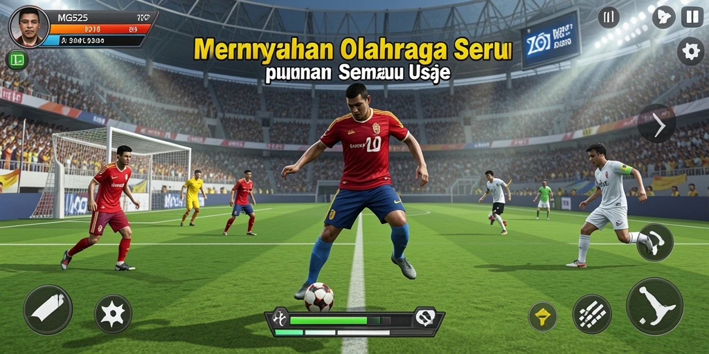 Tampilan gameplay seru dalam MG525 yang menampilkan aksi olahraga.