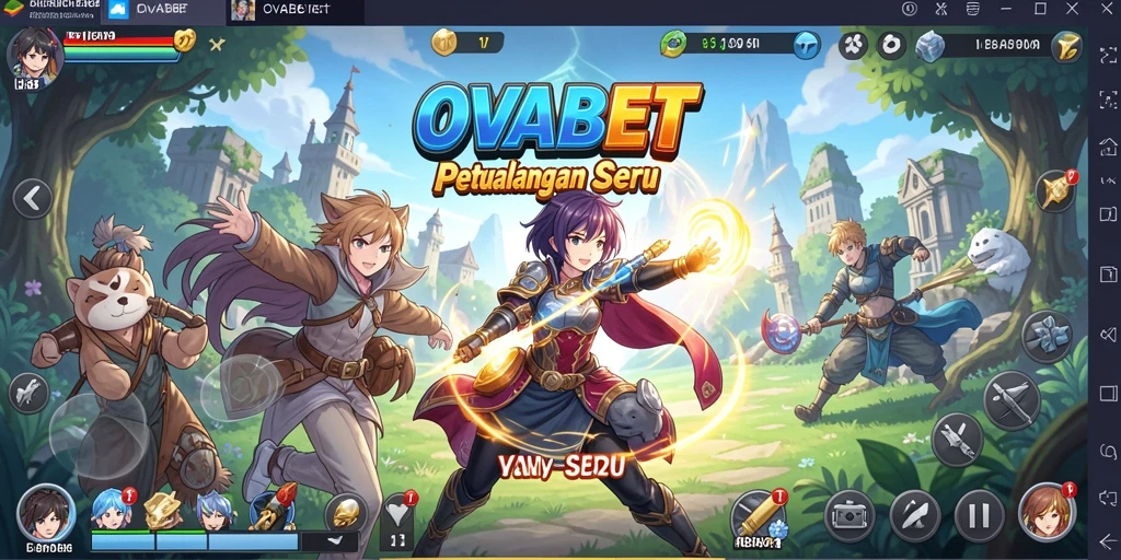Tampilan gameplay OVABET yang penuh warna dan karakter menarik.