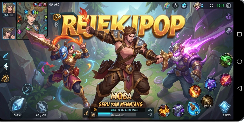 Screenshot gameplay <strong>REJEKIPOP</strong> yang menampilkan aksi seru dalam pertarungan tim.