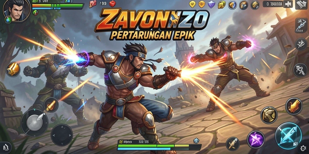Screenshot menampilkan pertarungan seru dalam ZAVONZO.